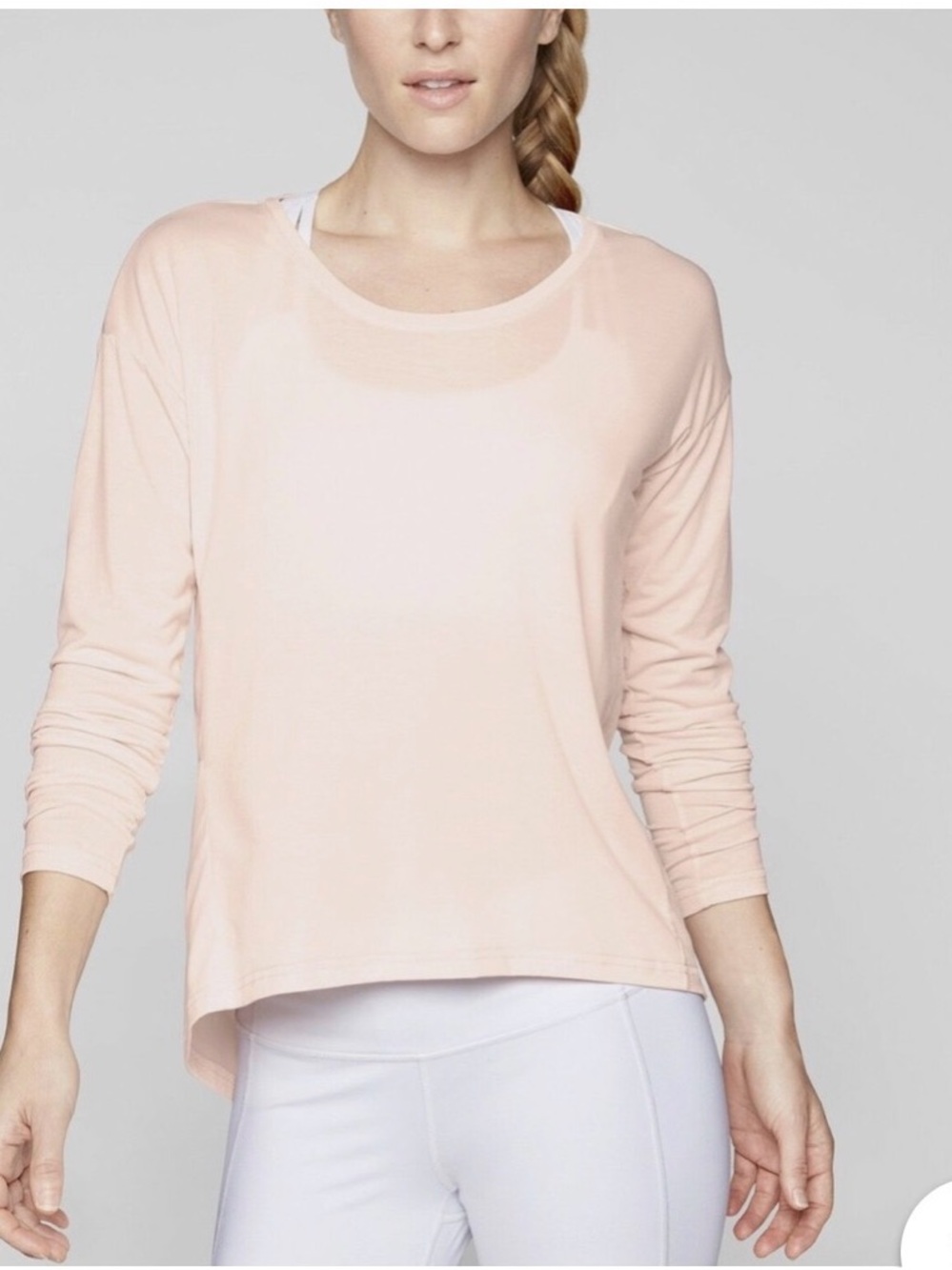 Athleta Blush Long Sleeve Scoop Neck Top